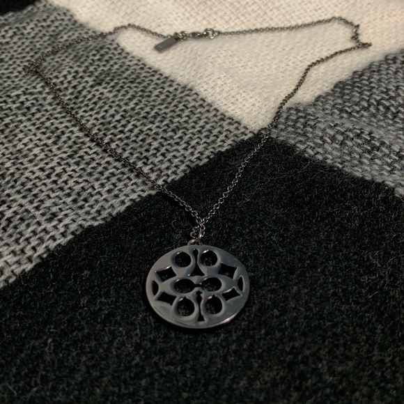 Coach Pave Lavender Stone Signature Disc Necklace - Picture 3 of 4